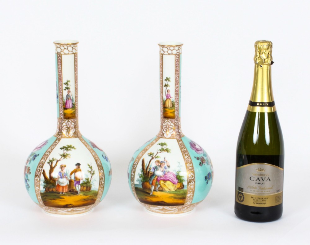 Antique Pair Helena Wolfsohn Dresden Porcelain Vases Provenance 19th C
 View XXVI