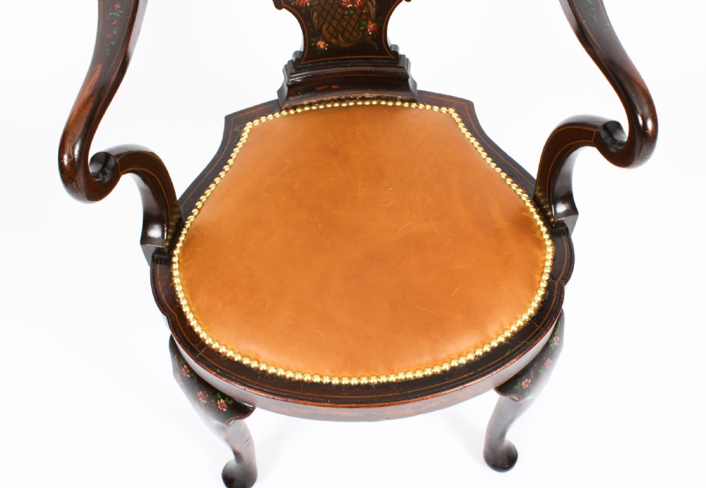Antique French Vernis Martin Salon Open Armchair Druce & Co 19th Century
 View V