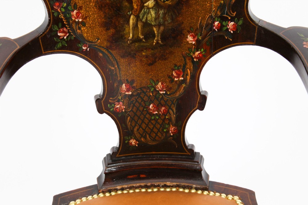 Antique French Vernis Martin Salon Open Armchair Druce & Co 19th Century
 View XIV