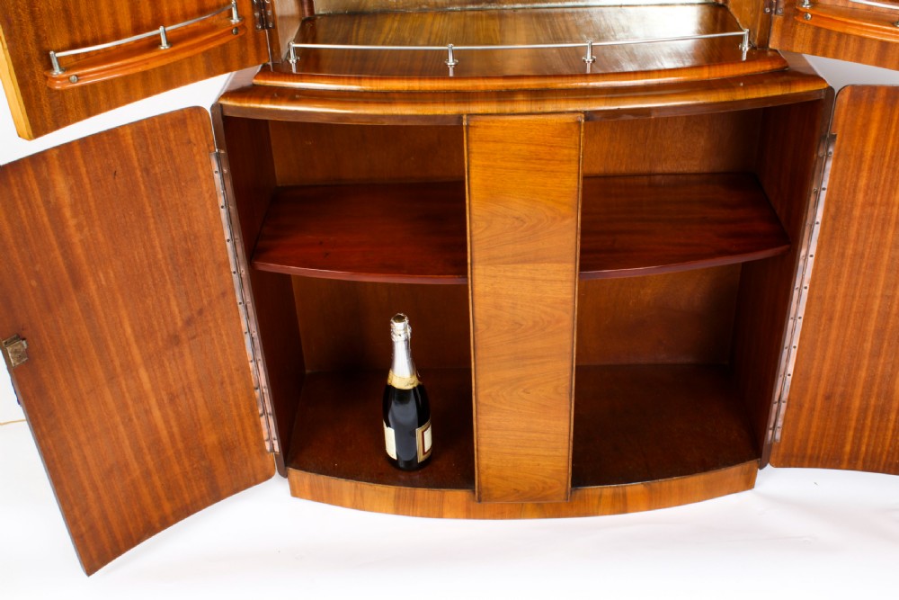 Antique Art Deco Burr Walnut Half Moon Cocktail Bar c.1920
 View XIX