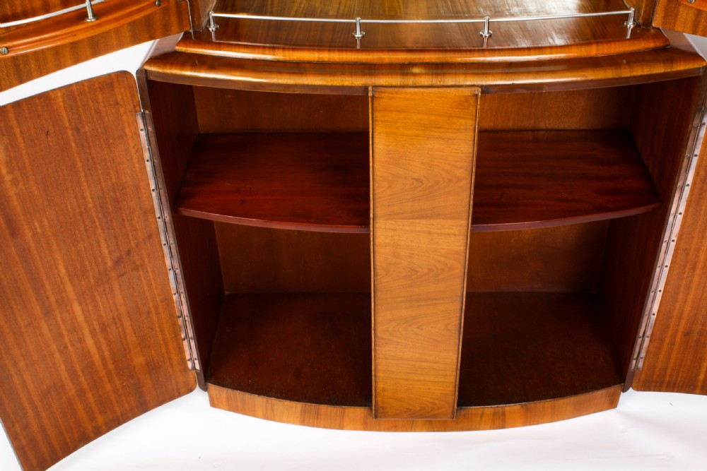 Antique Art Deco Burr Walnut Half Moon Cocktail Bar c.1920
 View XXII