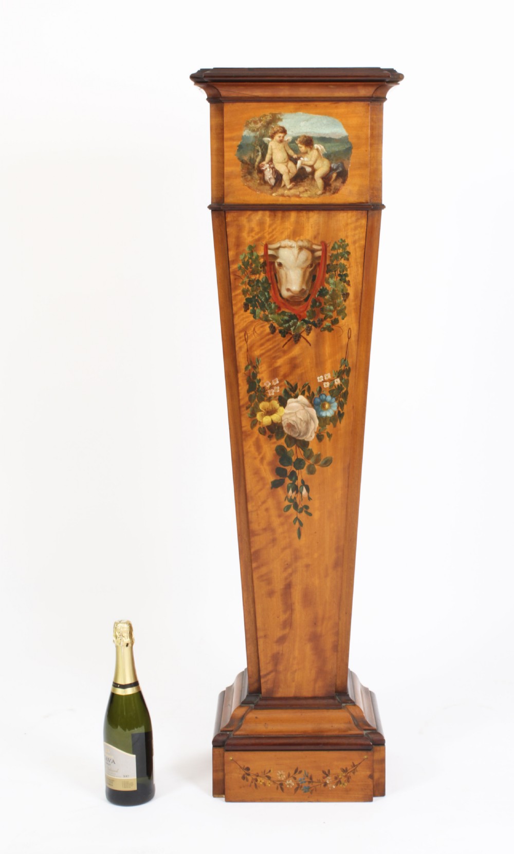 Antique Edwardian Inlaid & Painted Satinwood Pedestal Stand 19th C
 View XVII