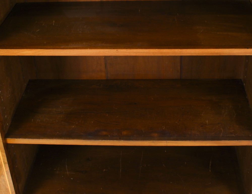 Antique Victorian Burr Walnut & Inlaid Breakfront Open Bookcase 19th C
 View XX