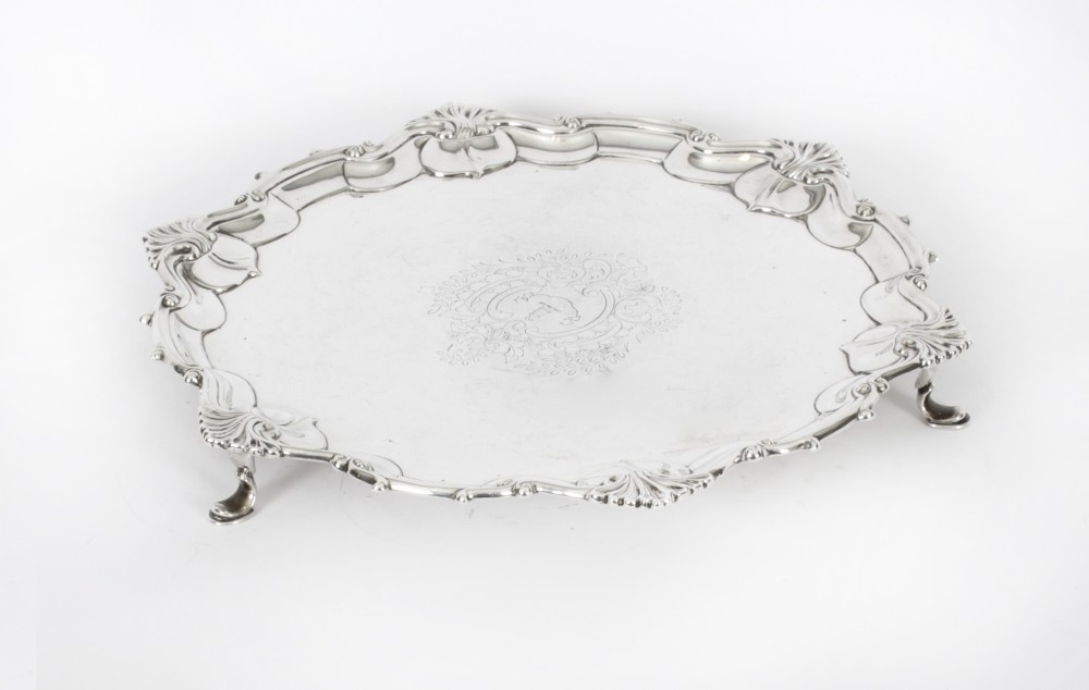 Antique English Victorian Silver Plated Salver 19th Century
