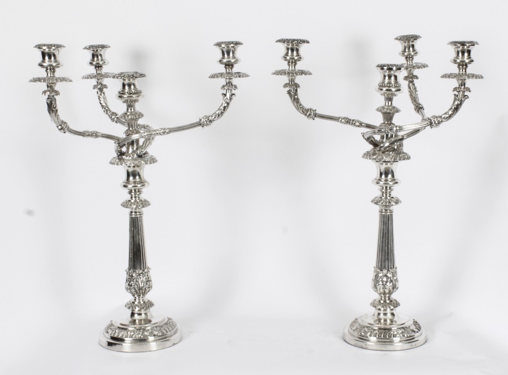 Antique Pair 25 inch George III Four Light Candelabra Matthew Boulton 18th C
