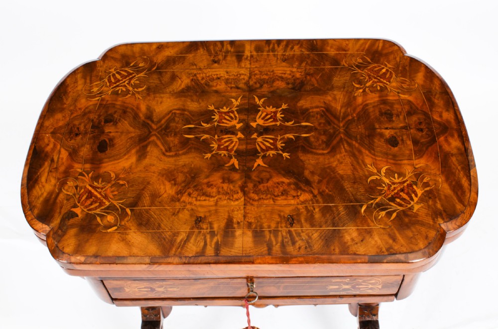 Antique Victorian Burr Walnut Games Work Table c.1870 19th C
 View III