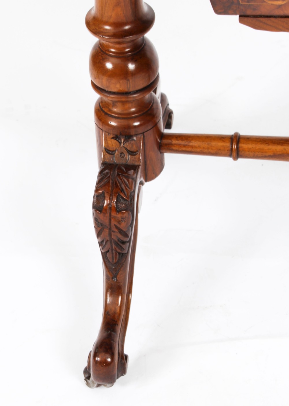 Antique Victorian Burr Walnut Games Work Table c.1870 19th C
 View XII