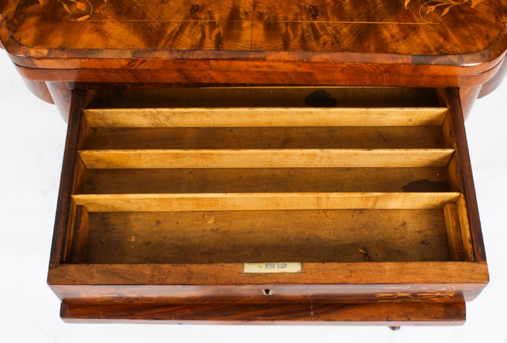 Antique Victorian Burr Walnut Games Work Table c.1870 19th C
 View XIII