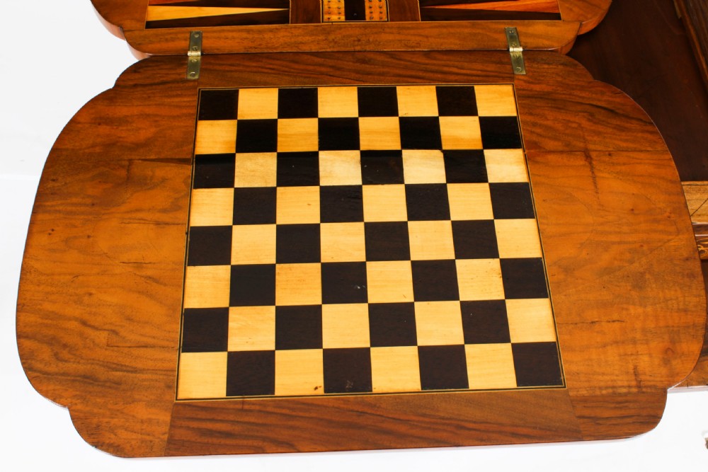 Antique Victorian Burr Walnut Games Work Table c.1870 19th C
 View XIX