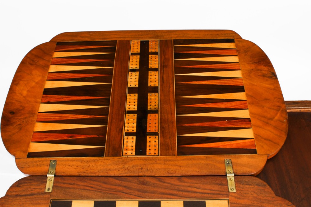 Antique Victorian Burr Walnut Games Work Table c.1870 19th C
 View XX