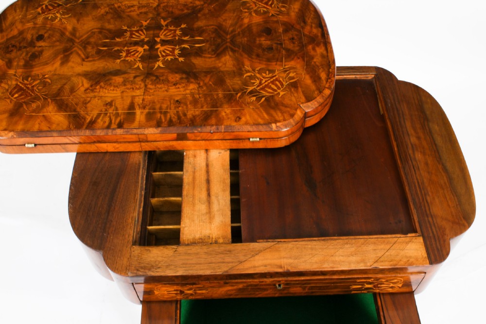 Antique Victorian Burr Walnut Games Work Table c.1870 19th C
 View XXI