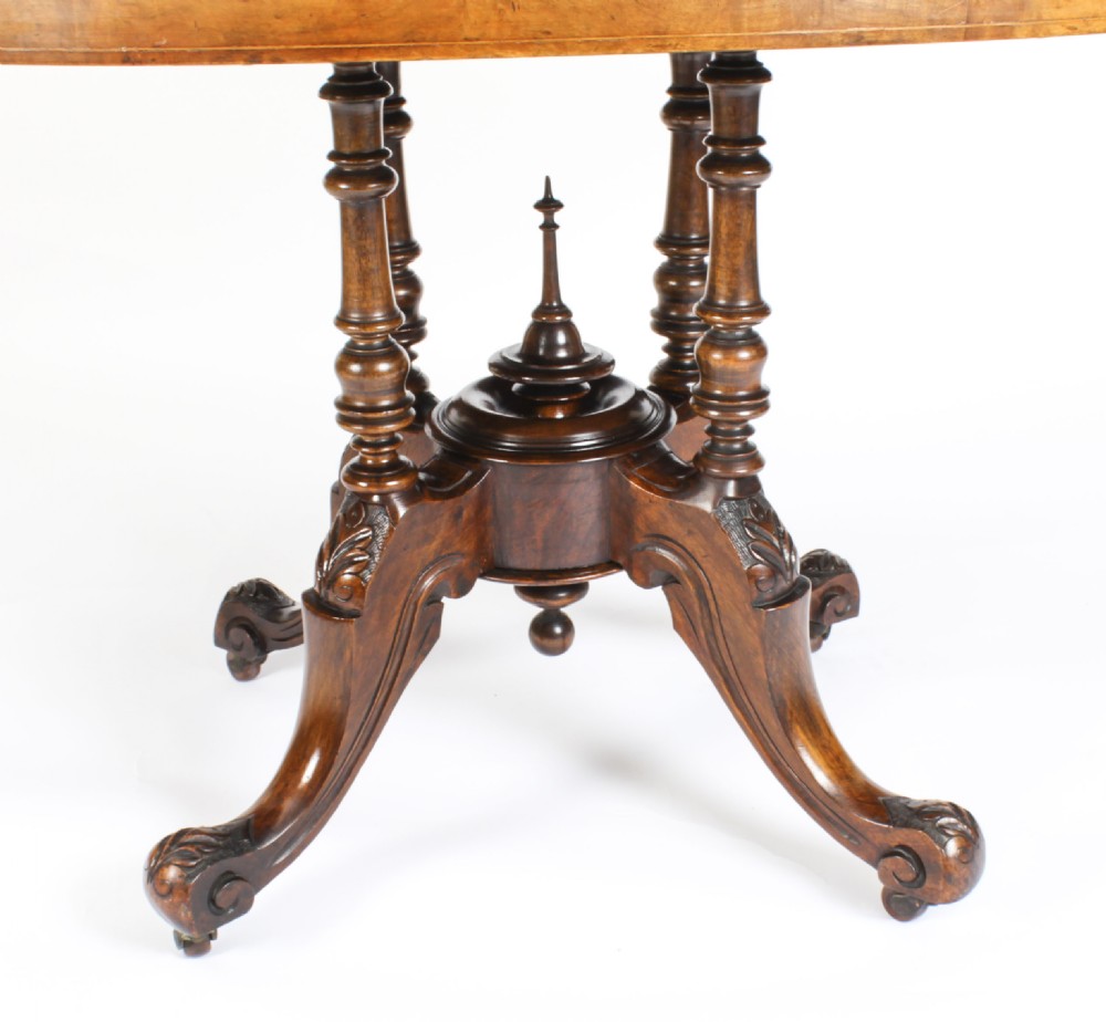 Antique Burr Walnut Oval Tilt Top Loo Table Circa 1860 19th Century
 View XIII