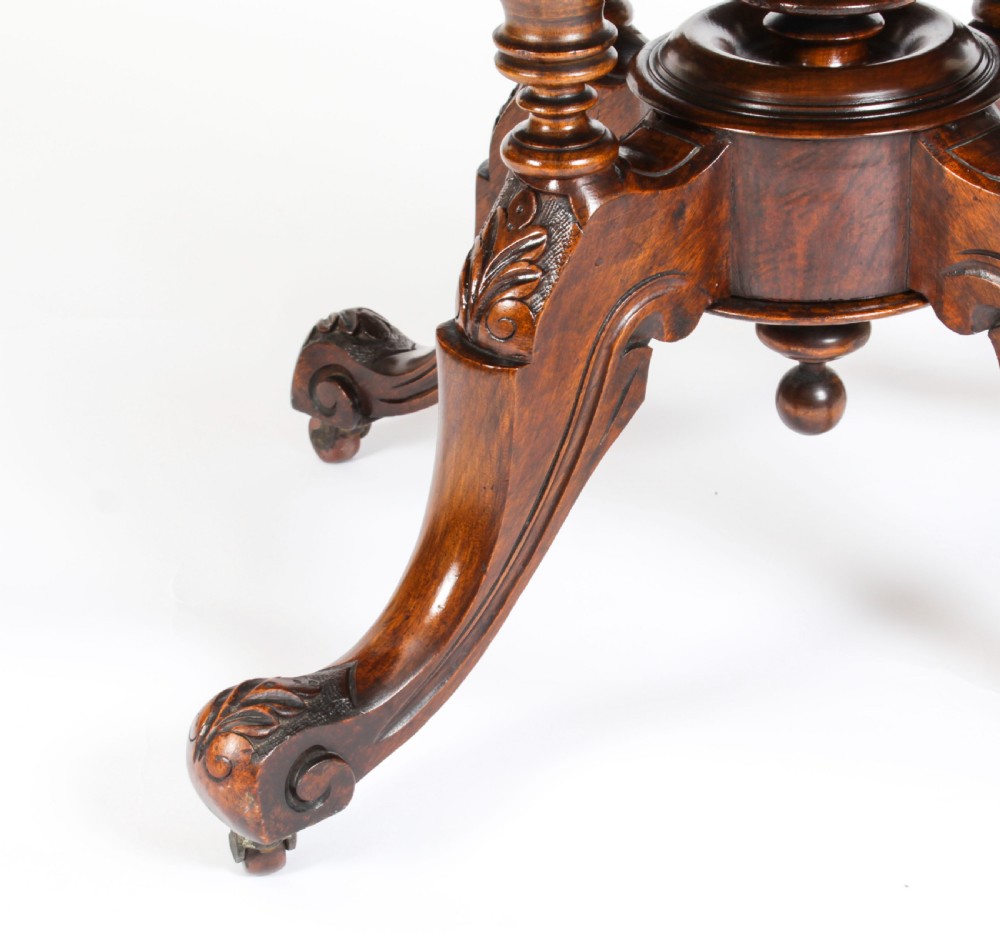 Antique Burr Walnut Oval Tilt Top Loo Table Circa 1860 19th Century
 View XVIII