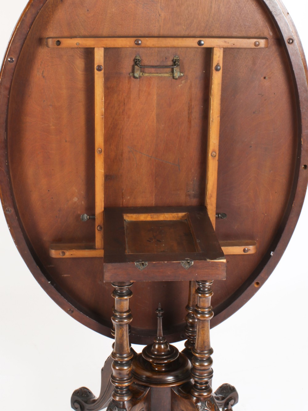 Antique Burr Walnut Oval Tilt Top Loo Table Circa 1860 19th Century
 View XX