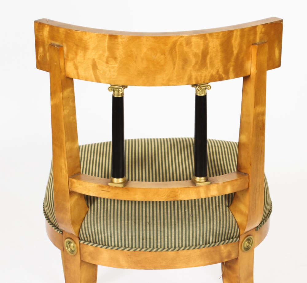 Antique Set 12 Swedish Biedermeier Birch Dining Chairs 19th C
 View XVII