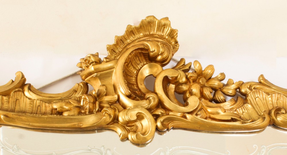 Antique Italian Rococo Revival Carved Giltwood Console & Mirror Circa 1860
 View V
