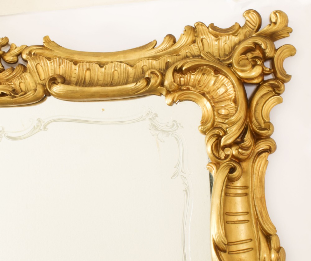 Antique Italian Rococo Revival Carved Giltwood Console & Mirror Circa 1860
 View IX