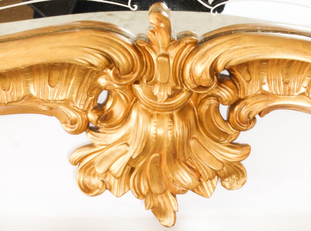 Antique Italian Rococo Revival Carved Giltwood Console & Mirror Circa 1860
 View X