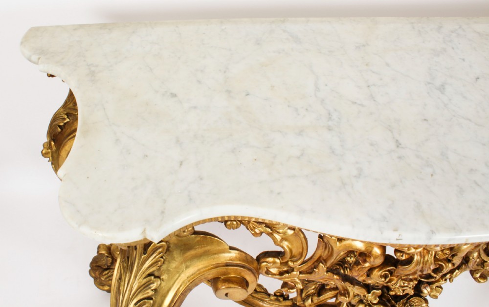 Antique Italian Rococo Revival Carved Giltwood Console & Mirror Circa 1860
 View XIV