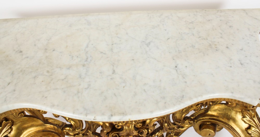 Antique Italian Rococo Revival Carved Giltwood Console & Mirror Circa 1860
 View XV