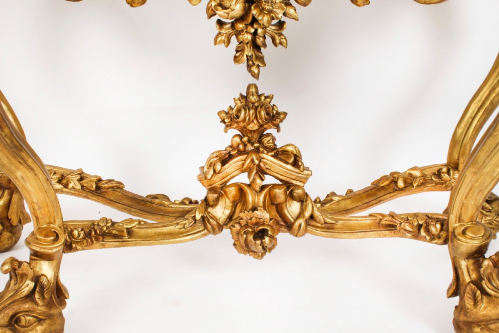 Antique Italian Rococo Revival Carved Giltwood Console & Mirror Circa 1860
 View XIX