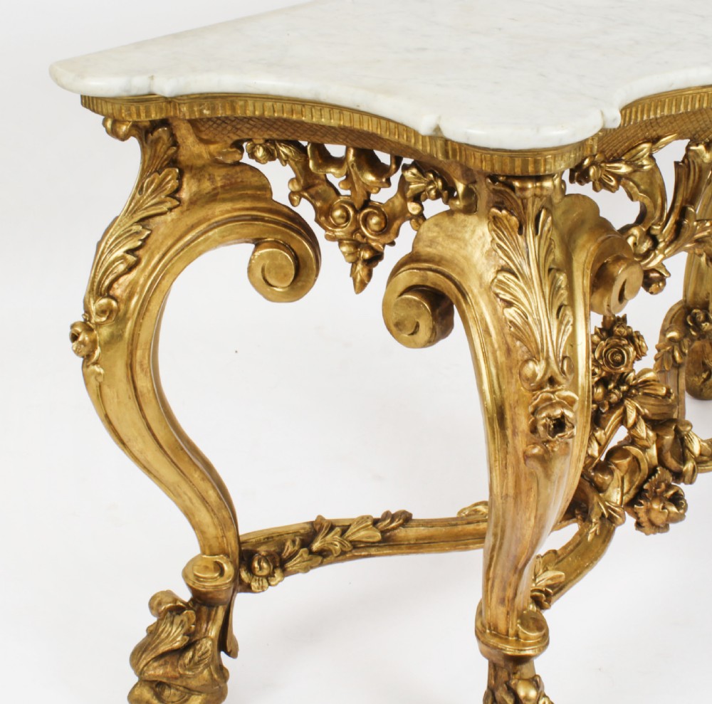 Antique Italian Rococo Revival Carved Giltwood Console & Mirror Circa 1860
 View XXIII
