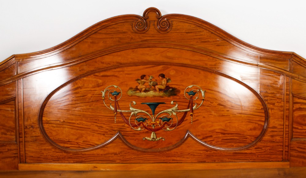 Antique 11 ft wide Sheraton Revival Satinwood Bed Headboard 19th Century
 View II