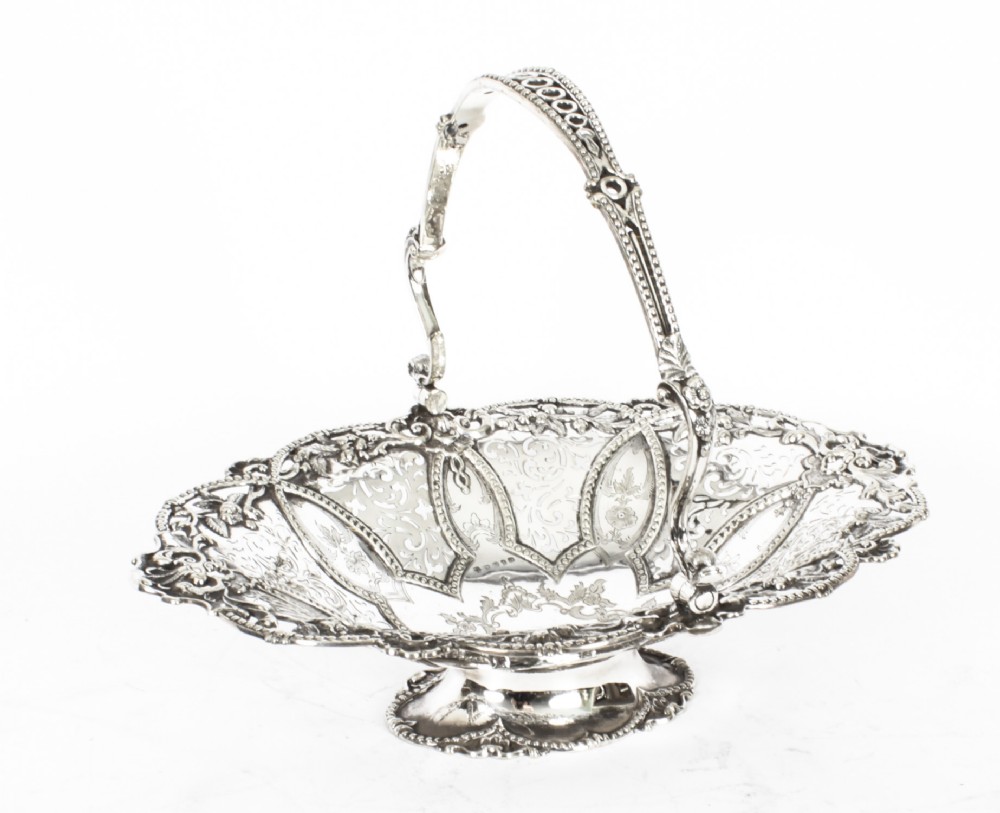 Antique Victorian Silver Plated Fruit Basket Martin Hall c.1860

