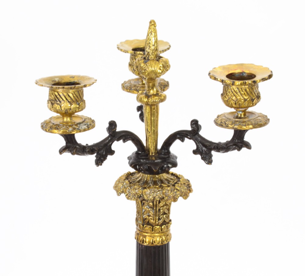 Antique Pair Louis Revival Ormolu & Bronze Candelabra 19th Century
 View X