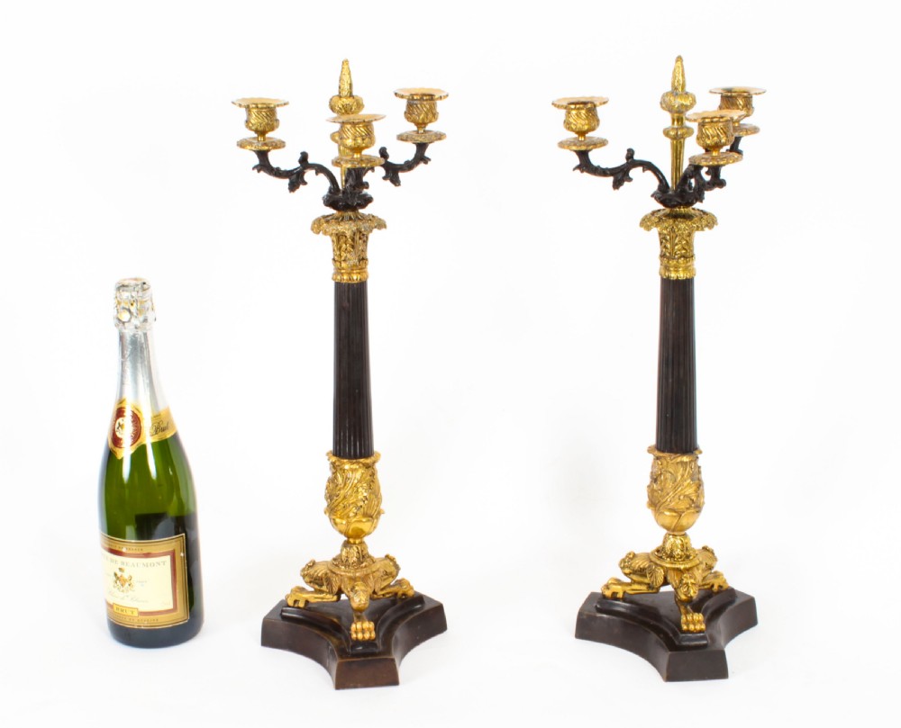 Antique Pair Louis Revival Ormolu & Bronze Candelabra 19th Century
 View XVI