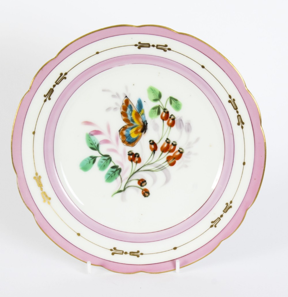 Antique French Pink Porcelain Cabinet Plate c1880

