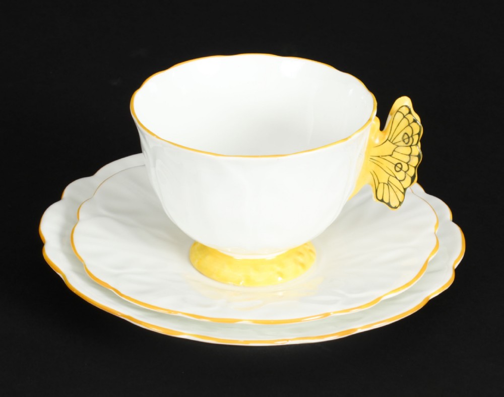 Antique Art Deco Aynsley Bone China Butterfly Trio C1920
 View III