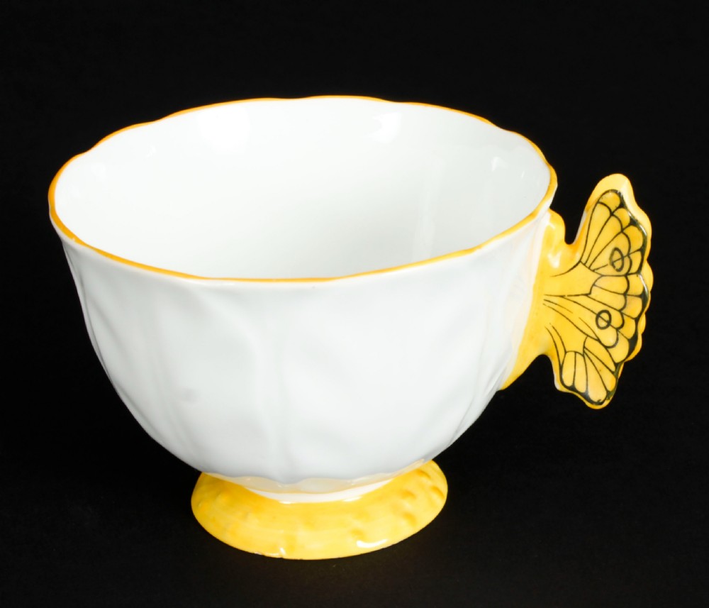 Antique Art Deco Aynsley Bone China Butterfly Trio C1920
 View VII