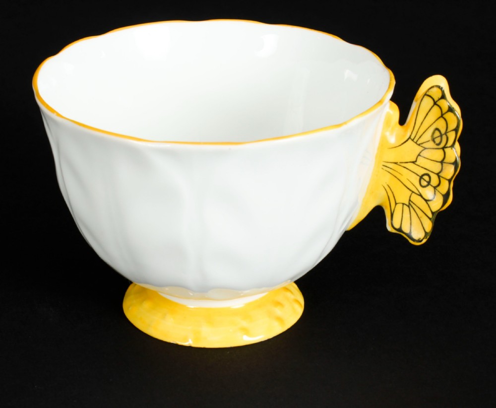 Antique Art Deco Aynsley Bone China Butterfly Trio C1920
 View VIII