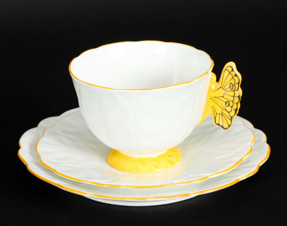 Antique Art Deco Aynsley Bone China Butterfly Trio C1920
 View XXIV
