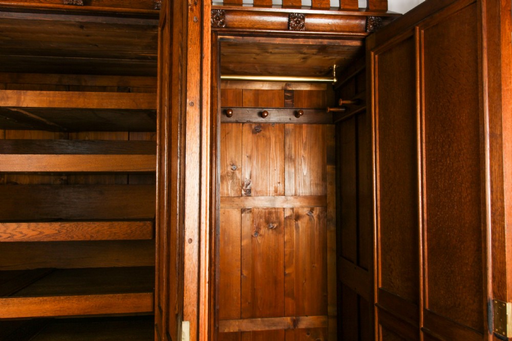 Antique Gothic Revival Oak Breakfront Wardrobe Thomas King C1840 19th C
 View XVIII