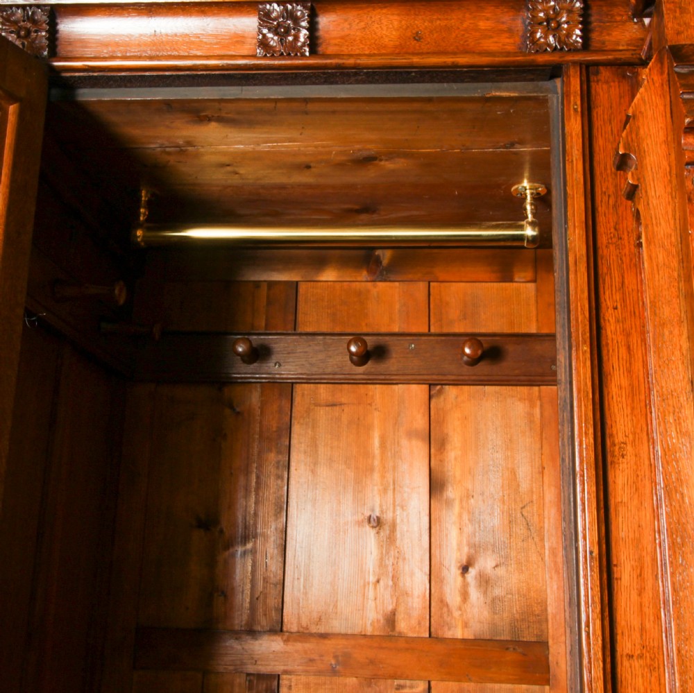 Antique Gothic Revival Oak Breakfront Wardrobe Thomas King C1840 19th C
 View XXIII