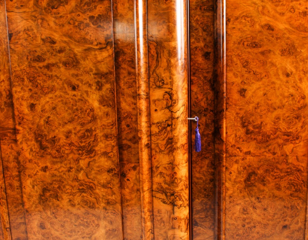 Antique Victorian Burr Walnut Three Door Breakfront Wardrobe 19th C
 View VII