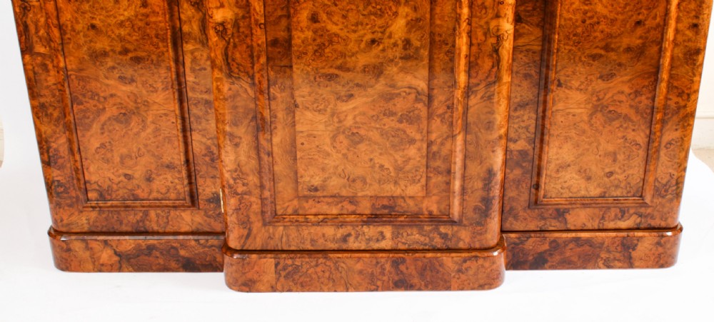 Antique Victorian Burr Walnut Three Door Breakfront Wardrobe 19th C
 View XIII