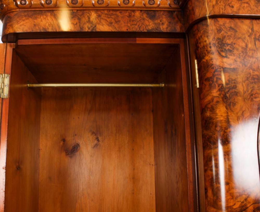 Antique Victorian Burr Walnut Three Door Breakfront Wardrobe 19th C
 View XXVIII
