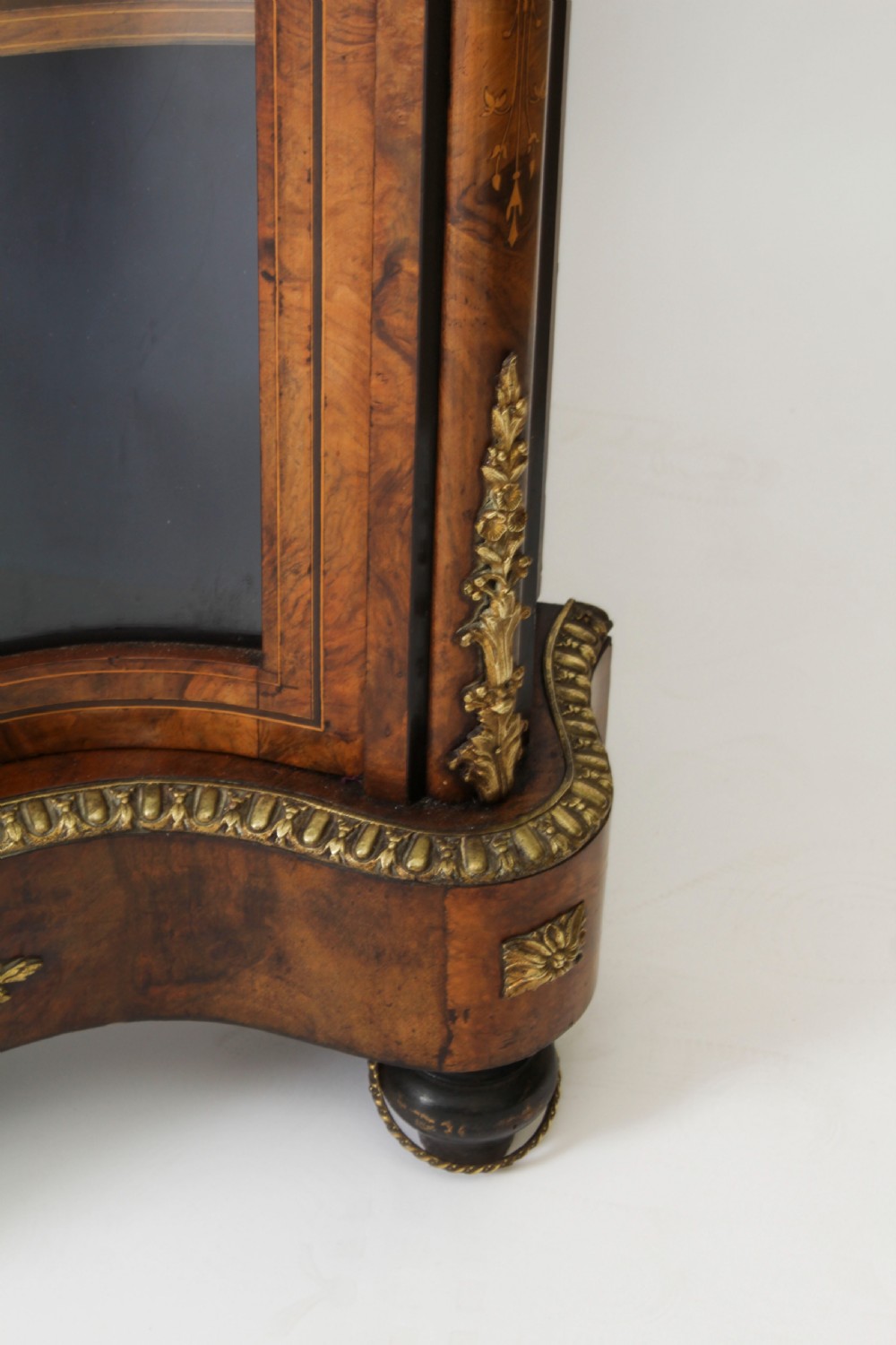Antique Victorian Serpentine Burr Walnut Marquetry Credenza 19th C
 View XIX