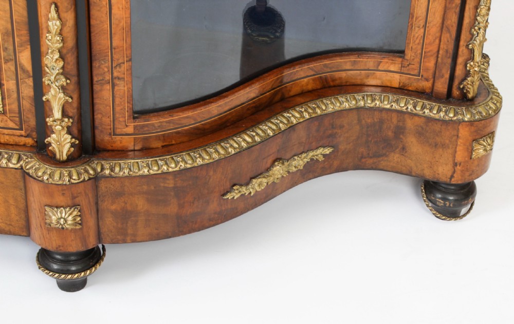 Antique Victorian Serpentine Burr Walnut Marquetry Credenza 19th C
 View XXVI