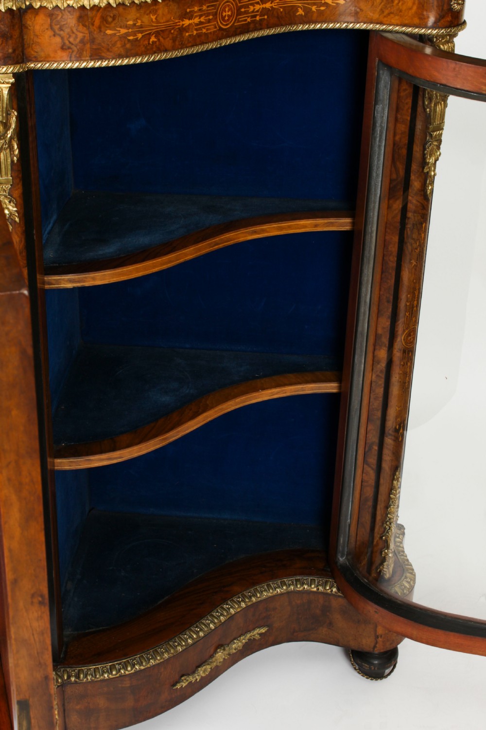 Antique Victorian Serpentine Burr Walnut Marquetry Credenza 19th C
 View XXVIII