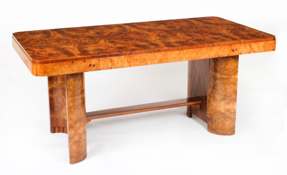 Antique Art Deco Burr Walnut Dining Table c.1920
 View II