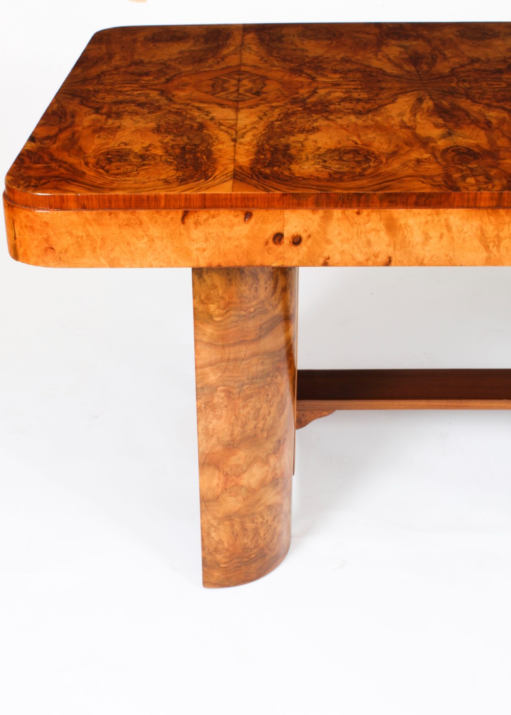 Antique Art Deco Burr Walnut Dining Table c.1920
 View X