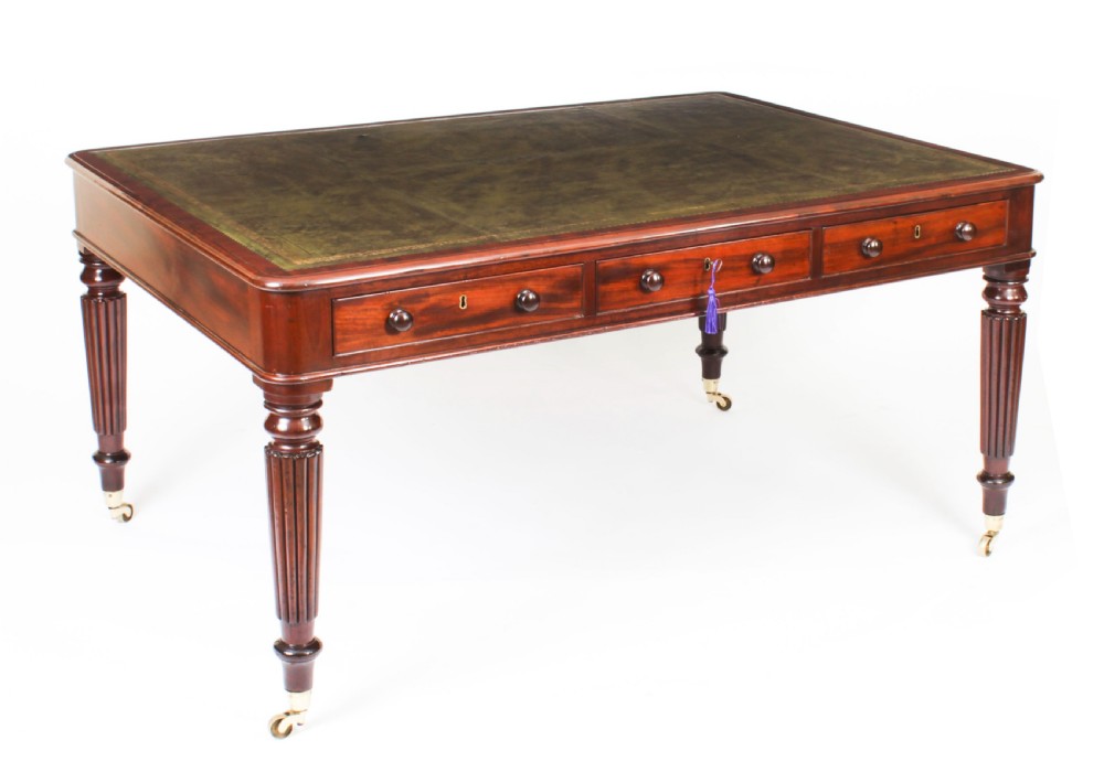 Antique 5ft William IV Six Drawer Partners Writing Table C 1830 19th C
