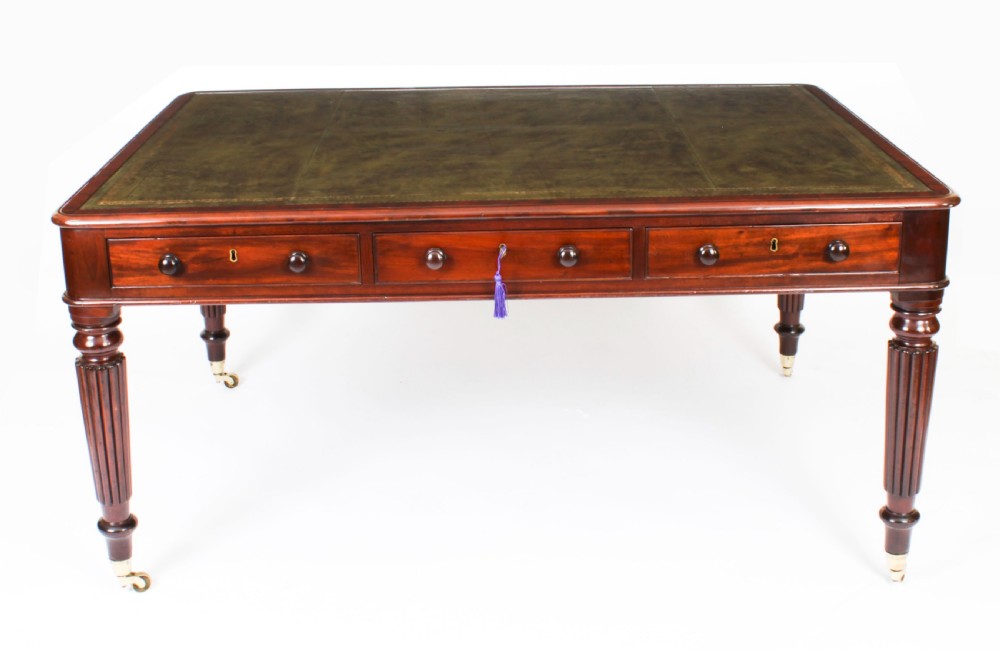 Antique 5ft William IV Six Drawer Partners Writing Table C 1830 19th C
 View III