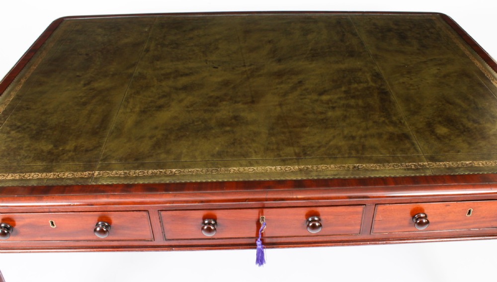 Antique 5ft William IV Six Drawer Partners Writing Table C 1830 19th C
 View IV