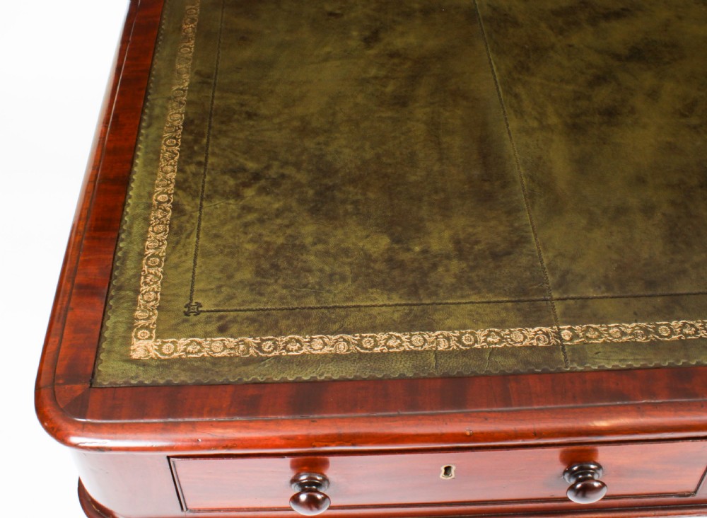 Antique 5ft William IV Six Drawer Partners Writing Table C 1830 19th C
 View VII