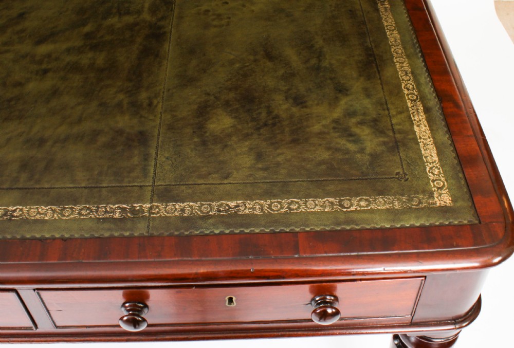 Antique 5ft William IV Six Drawer Partners Writing Table C 1830 19th C
 View IX